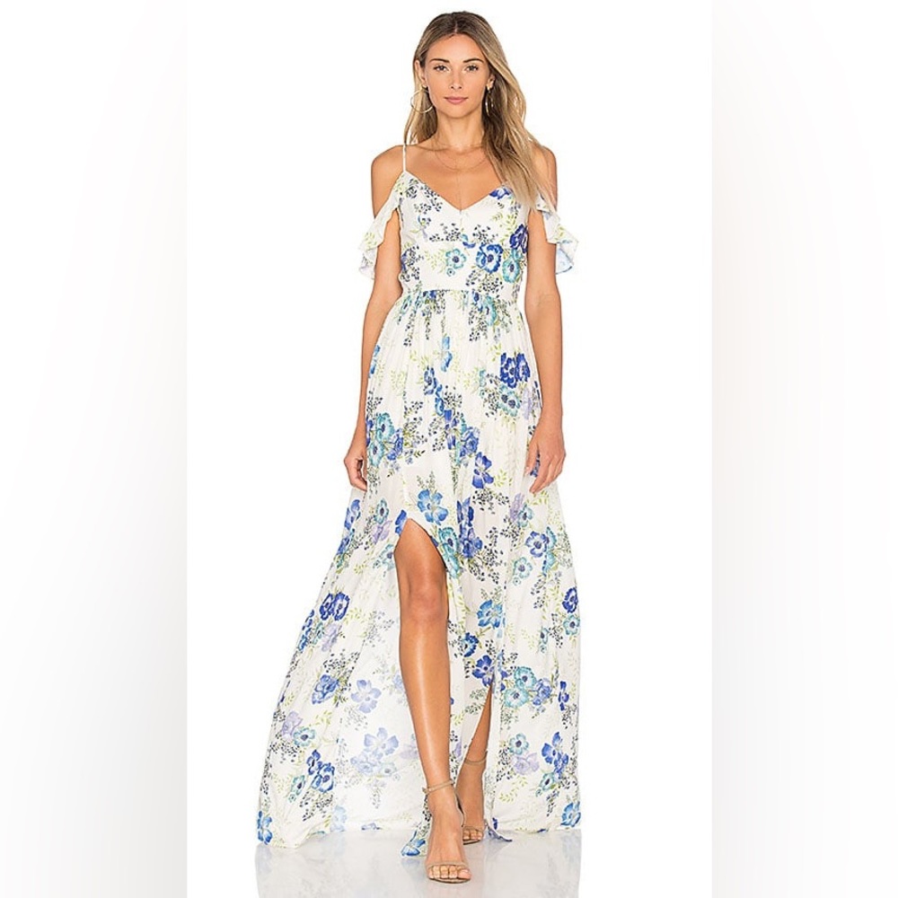 Amanda Uprichard Wren Cotton Floral Print Cold Shoulder Maxi Dress size S